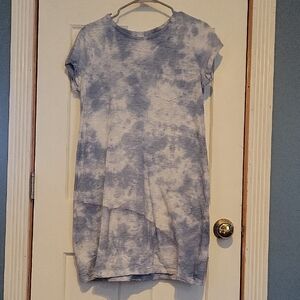 Blue Tie-Dye T-Shirt Dress